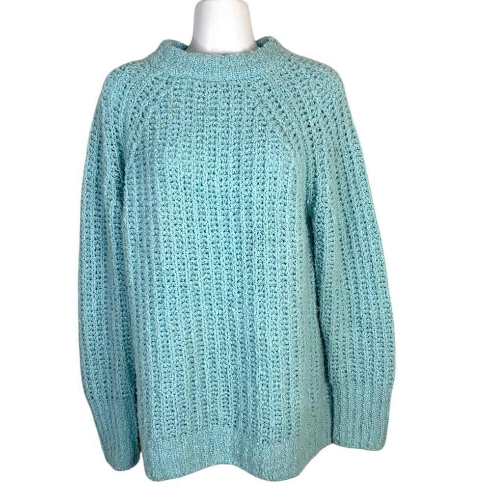 Vineyard Vines Capri Blue Cozy Fisherman Ribbed Merino-Blend Sweater size S